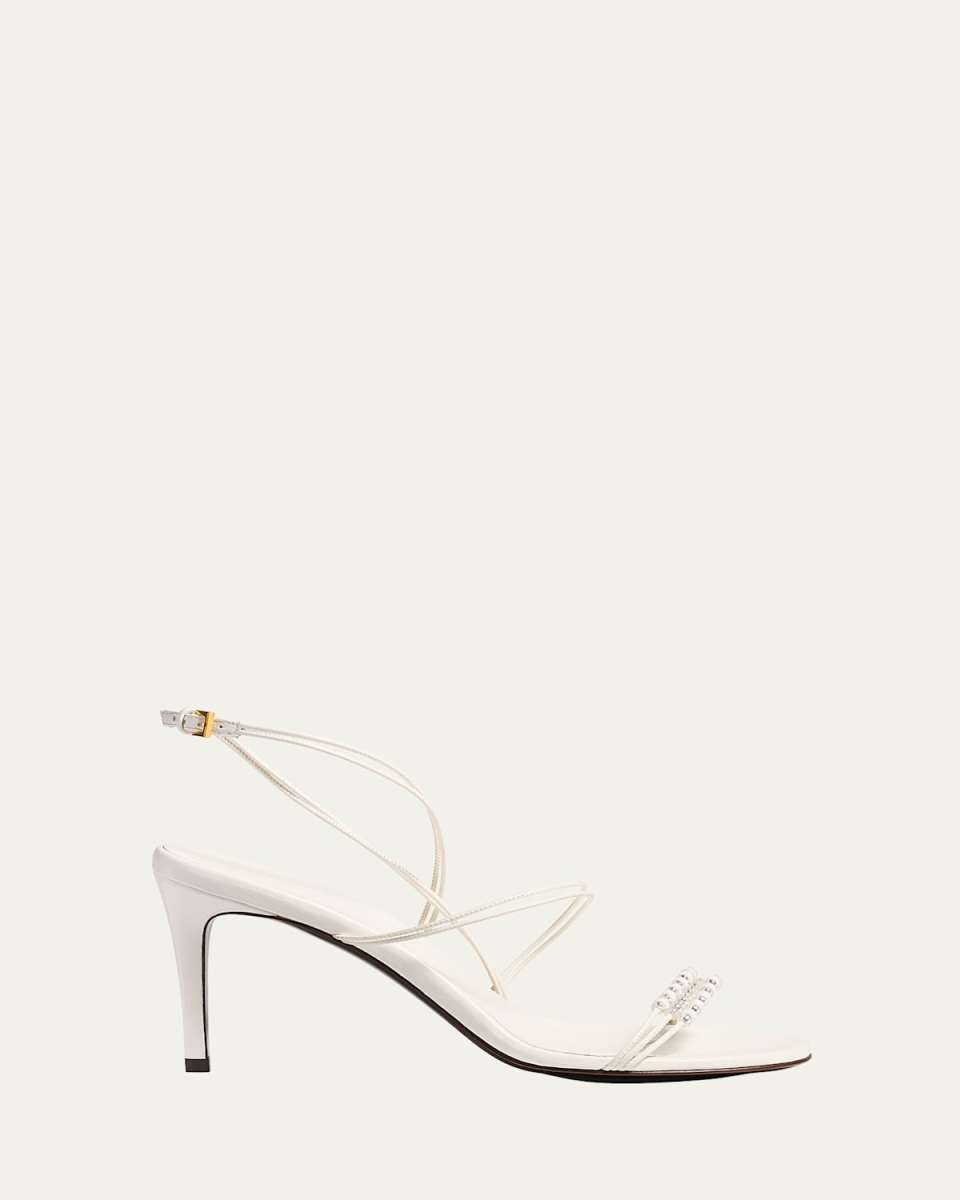 Beaded Leather Stiletto Sandals